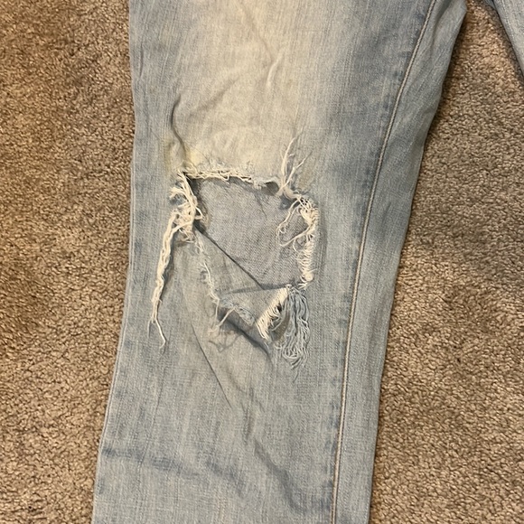 Articles of Society High Rise Light Wash Distressed Cropped Boyfriend Jeans - Picture 3 of 13